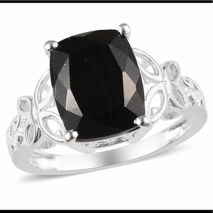 Australian Black Tourmaline Solitaire Ring